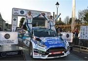 17 March 2019; Craig Breen and Paul Nagle in their Ford Fiesta R5 celebrate after winning the Clonakilty Park Hotel West Cork Rally Clonakilty West Cork Rally, round two of the Irish Tarmac Rally Championship in Clonakilty, Co. Cork. Photo by Philip Fitzpatrick/Sportsfile