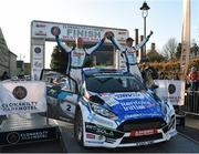 17 March 2019; Craig Breen and Paul Nagle in their Ford Fiesta R5 celebrate after winning the Clonakilty Park Hotel West Cork Rally Clonakilty West Cork Rally, round two of the Irish Tarmac Rally Championship in Clonakilty, Co. Cork. Photo by Philip Fitzpatrick/Sportsfile