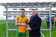 17 March 2019; Mark Doyle, Chief Marketing Officer, AIB, presents Daithí Burke of Corofin with the Man of the Match award for his outstanding performance in the AIB GAA Football All-Ireland Senior Club Championship Final match between Corofin and Dr Crokes in Croke Park on St Patrick’s Day. This season marks the 28th consecutive year that AIB have proudly sponsored the AIB GAA Club Championship. AIB is delighted to continue to support the Junior, Intermediate and Senior Club Championships across Football, Hurling and Camogie. For exclusive content and behind the scenes action of the AIB GAA & Camogie Club Championships follow AIB GAA on Facebook, Twitter, Instagram and Snapchat and www.aib.ie/gaa. Photo by Piaras Ó Mídheach/Sportsfile