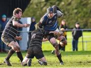17 March 2019; Benny McManus of Longford RFC is tackled by Wesley Carter of Kilkenny RFC during the Bank of Ireland Leinster Provincial Towns Cup Quarter-Final match between Longford RFC and Kilkenny RFC at Longford RFC in Longford. Photo by Matt Browne/Sportsfile