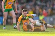 17 March 2019; John Payne of Dr. Crokes' connects with Dylan Wall of Corofin, before being shown a straight red by referee Barry Cassidy, during the AIB GAA Football All-Ireland Senior Club Championship Final match between Corofin and Dr Crokes at Croke Park in Dublin. Photo by Piaras Ó Mídheach/Sportsfile