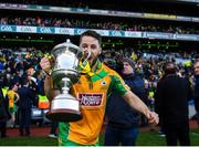 17 March 2019; Micheál Lundy of Corofin celebrates with The Andy Merrigan Cup following the AIB GAA Football All-Ireland Senior Club Championship Final match between Corofin and Dr Crokes at Croke Park in Dublin. Photo by Harry Murphy/Sportsfile