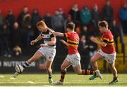 17 March 2019; Michael Hand of Presentation Brothers College in action against Aaron Leahy of Christian Brothers College during the Clayton Hotels Munster Schools Senior Cup Final match between Christian Brothers College and Presentation Brothers College at Irish Independent Park in Cork. Photo by Eóin Noonan/Sportsfile