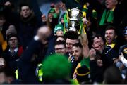 17 March 2019; Micheál Lundy of Corofin lifts The Andy Merrigan Cup following the AIB GAA Football All-Ireland Senior Club Championship Final match between Corofin and Dr Crokes at Croke Park in Dublin. Photo by Harry Murphy/Sportsfile