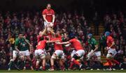 16 March 2019; Alun Wyn Jones of Wales wins possession in the lineout during the Guinness Six Nations Rugby Championship match between Wales and Ireland at the Principality Stadium in Cardiff, Wales. Photo by Brendan Moran/Sportsfile