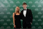 17 March 2019; Rob Slevin of University College Cork and Caryn Moriarty prior to the Three FAI International Awards at RTE Studios in Donnybrook, Dublin. Photo by Seb Daly/Sportsfile
