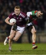 2 March 2019; Ciarán Duggan of Galway in action against Keith Higgins of Mayo during the Allianz Football League Division 1 Round 5 match between Mayo and Galway at Elverys MacHale Park in Castlebar, Mayo. Photo by Piaras Ó Mídheach/Sportsfile