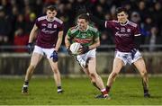 2 March 2019; Fionn McDonagh of Mayo in action against John Daly, left, and Finnian Ó Laoí during the Allianz Football League Division 1 Round 5 match between Mayo and Galway at Elverys MacHale Park in Castlebar, Mayo. Photo by Piaras Ó Mídheach/Sportsfile