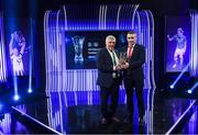 17 March 2019; Eoin Hayes of Newmarket Celtic receives the Junior International Player of the Year award from FAI Vice President Noel Fitzroy during the Three FAI International Awards at RTE Studios in Donnybrook, Dublin. Photo by Stephen McCarthy/Sportsfile