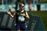 18 March 2019; Team Ireland's Alan Power, a member of the South Dublin Special Olympics Sports Club, from Wood Town, Knocklyon, Co. Dublin, races to the finish to win a Bronze medal, in the 5,000m race, on Day Four of the 2019 Special Olympics World Games in the Dubai Police Officer's Club Stadium, Dubai, United Arab Emirates.  Photo by Ray McManus/Sportsfile