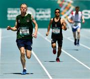 18 March 2019; Team Ireland's Brendan Maguire, a member of COPE Foundation,from Castlemartyr, Co. Cork, on his way to winning a Silver Medal in the 400m on Day Four of the 2019 Special Olympics World Games in the Dubai Police Officer's Club Stadium, Dubai, United Arab Emirates.  Photo by Ray McManus/Sportsfile