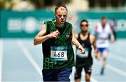 18 March 2019; Team Ireland's Brendan Maguire, a member of COPE Foundation,from Castlemartyr, Co. Cork, on his way to winning a Silver Medal in the 400m on Day Four of the 2019 Special Olympics World Games in the Dubai Police Officer's Club Stadium, Dubai, United Arab Emirates.  Photo by Ray McManus/Sportsfile
