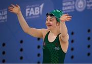 18 March 2019; Team Ireland's Emma Barrett, a member of the Team South Galway Club, from Ennis, Co. Clare, celebrates after finishing second in her 200m Swimming heat, in a time of 5:20:19, during Day Four of the 2019 Special Olympics World Games at the Hamdan Sports Complex, Dubai, United Arab Emirates. Photo by Ray McManus/Sportsfile