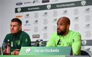 18 March 2019; David McGoldrick, right, and James Collins, left, during a press conference at the FAI National Training Centre in Abbotstown, Dublin. Photo by Seb Daly/Sportsfile