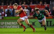 15 March 2019; Sam Costelow of Wales in action against Liam Turner of Ireland during the U20 Six Nations Rugby Championship match between Wales and Ireland at Zip World Stadium in Colwyn Bay, Wales. Photo by Piaras Ó Mídheach/Sportsfile