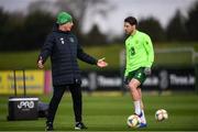 18 March 2019; Republic of Ireland manager Mick McCarthy and Harry Arter during a training session at the FAI National Training Centre in Abbotstown, Dublin. Photo by Stephen McCarthy/Sportsfile