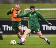 18 March 2019; Glenn Whelan, left, and John Egan during a Republic of Ireland training session at the FAI National Training Centre in Abbotstown, Dublin. Photo by Stephen McCarthy/Sportsfile