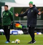 18 March 2019; Republic of Ireland manager Mick McCarthy and assistant coach Robbie Keane during a training session at the FAI National Training Centre in Abbotstown, Dublin. Photo by Stephen McCarthy/Sportsfile
