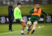 18 March 2019; James Collins and Kevin Long, right, during a Republic of Ireland training session at the FAI National Training Centre in Abbotstown, Dublin. Photo by Stephen McCarthy/Sportsfile