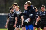 18 March 2019; Head coach Leo Cullen in conversation with Paddy Patterson during Leinster Rugby squad training at Rosemount in UCD, Dublin. Photo by Ramsey Cardy/Sportsfile