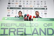 19 March 2019; Richard Keogh, right, and Josh Cullen during a Republic of Ireland press conference at the FAI National Training Centre in Abbotstown, Dublin. Photo by Stephen McCarthy/Sportsfile