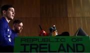 19 March 2019; Josh Cullen, left, and Richard Keogh during a Republic of Ireland press conference at the FAI National Training Centre in Abbotstown, Dublin. Photo by Stephen McCarthy/Sportsfile