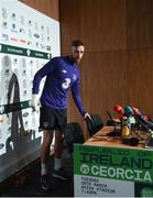19 March 2019; Richard Keogh during a Republic of Ireland press conference at the FAI National Training Centre in Abbotstown, Dublin. Photo by Stephen McCarthy/Sportsfile
