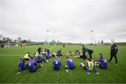19 March 2019; Republic of Ireland players stretch folllowing a Republic of Ireland training session at the FAI National Training Centre in Abbotstown, Dublin. Photo by Stephen McCarthy/Sportsfile