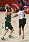 19 March 2019; Team Ireland's Emma Johnstone, a member of the Cabra Lions Special Olympics Club, from Dublin 11, Co. Dublin, in action against Athira Soman of SO Bharat during Ireland's 27-15 win to earn a Gold Medal for Basketball on Day Five of the 2019 Special Olympics World Games in the Abu Dhabi National Exhibition Centre, Abu Dhabi, United Arab Emirates. Photo by Ray McManus/Sportsfile