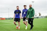 19 March 2019; Jack Byrne, left, Sean Maguire and fitness coach Andy Liddle during a Republic of Ireland training session at the FAI National Training Centre in Abbotstown, Dublin. Photo by Stephen McCarthy/Sportsfile