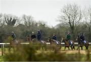 19 March 2019; Gordon Elliott's string of horses on the gallops at the launch of the 2019 Boylesports Irish Grand National at Gordon Elliott's yard in Longwood, Co. Meath. Photo by Ramsey Cardy/Sportsfile
