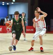19 March 2019; Team Ireland's Stephen Murphy, a member of the Palmerstown Wildcats Special Olympics Club, from Lucan, Co. Dublin, in action against Emile Terrettaz SO Switzerland during the Male / Mixed Playoff Round 1 Basketball game on Day Five of the 2019 Special Olympics World Games in the Abu Dhabi National Exhibition Centre, Abu Dhabi, United Arab Emirates.  Photo by Ray McManus/Sportsfile