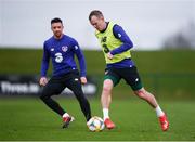 19 March 2019; Glenn Whelan, right, and Enda Stevens during a Republic of Ireland training session at the FAI National Training Centre in Abbotstown, Dublin. Photo by Stephen McCarthy/Sportsfile