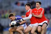 2 February 2019; Ross Munnelly of Laois in action against Dan Corcoran, centre, and Emmet Carolan of Louth during the Allianz Football League Division 3 Round 2 match between Laois and Louth at Croke Park in Dublin. Photo by Piaras Ó Mídheach/Sportsfile