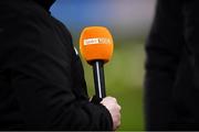 18 January 2019; A general view of a TG4 microphone before the Bord na Móna O'Byrne Cup Final match between Dublin and Westmeath at Parnell Park, Dublin. Photo by Piaras Ó Mídheach/Sportsfile