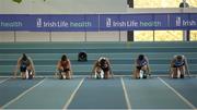 10 March 2019; A general view of the field at the start of the 60m during the Irish Life Health Masters Indoors Championships at AIT in Athlone, Co Westmeath. Photo by Harry Murphy/Sportsfile
