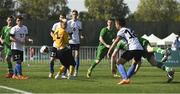 19 March 2019; Team Ireland's William McGrath, right, a member of Waterford SO Clubs, from Kilmacthomas, Co. Waterford, heads the 4th goal as Team Ireland beat SO Estonia 7-2 to take the Bronze medal place on Day Five of the 2019 Special Olympics World Games in Zayed Sports City, Airport Road, Abu Dhabi, United Arab Emirates.  Photo by Ray McManus/Sportsfile