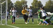 19 March 2019; Team Ireland's William McGrath, right, a member of Waterford SO Clubs, from Kilmacthomas, Co. Waterford, heads the 4th goal as Team Ireland beat SO Estonia 7-2 to take the Bronze medal place on Day Five of the 2019 Special Olympics World Games in Zayed Sports City, Airport Road, Abu Dhabi, United Arab Emirates.  Photo by Ray McManus/Sportsfile