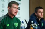 19 March 2019; Republic of Ireland U21 manager Stephen Kenny and media officer Kieran Crowley, right, during a press conference at the FAI National Training Centre in Abbotstown, Dublin. Photo by Stephen McCarthy/Sportsfile