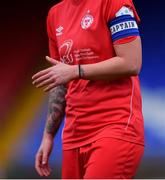 16 March 2019; A general view of the armband of Shelbourne captain Pearl Slattery during the Só Hotels Women's National League match between Shelbourne and Limerick at Tolka Park in Dublin.  Photo by Piaras Ó Mídheach/Sportsfile