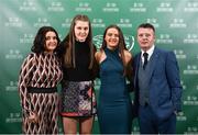 17 March 2019; Tyler Toland arrives with family members Anne-Marie, Kate and Maurice prior to the Three FAI International Awards at RTE Studios in Donnybrook, Dublin. Photo by Seb Daly/Sportsfile
