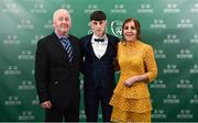 17 March 2019; Colin Conroy arrives with family members Martin Conroy and Caroline Allen prior to the Three FAI International Awards at RTE Studios in Donnybrook, Dublin. Photo by Seb Daly/Sportsfile