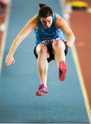 10 March 2019; Ursula Barrett of St. Brendan's A.C., Co. Kerry, competing in the Long Jump during the Irish Life Health Masters Indoors Championships at AIT in Athlone, Co Westmeath. Photo by Harry Murphy/Sportsfile
