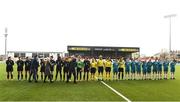 13 March 2019; A general view of the dignitaries meeting the teams before the WSCAI Kelly Cup Final match between University College Cork and Maynooth University at Seaview in Belfast. Photo by Oliver McVeigh/Sportsfile