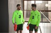 20 March 2019; Jack Byrne, left, and Sean Maguire arrive for a Republic of Ireland press conference at the FAI National Training Centre in Abbotstown, Dublin. Photo by Stephen McCarthy/Sportsfile