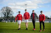 20 March 2019; Players from Midleton CBS walk the pitch prior to the FAI Schools Dr. Tony O’Neill Senior National Cup Final match between Carndonagh Community School and Midleton CBS at Home Farm FC in Whitehall, Dublin. Photo by David Fitzgerald/Sportsfile