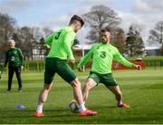 20 March 2019; Jack Byrne, right, and Sean Maguire during a Republic of Ireland training session at the FAI National Training Centre in Abbotstown, Dublin. Photo by Stephen McCarthy/Sportsfile