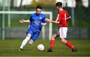 20 March 2019; Corey McBride of Carndonagh Community School in action against Max Ahern of Midleton CBS during the FAI Schools Dr. Tony O’Neill Senior National Cup Final match between Carndonagh Community School and Midleton CBS at Home Farm FC in Whitehall, Dublin. Photo by David Fitzgerald/Sportsfile