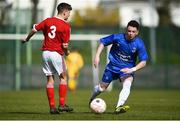 20 March 2019; Corey McBride of Carndonagh Community School in action against Max Ahern of Midleton CBS during the FAI Schools Dr. Tony O’Neill Senior National Cup Final match between Carndonagh Community School and Midleton CBS at Home Farm FC in Whitehall, Dublin. Photo by David Fitzgerald/Sportsfile