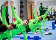 20 March 2019; Seamus Coleman and team-mates stretch prior to a Republic of Ireland training session at the FAI National Training Centre in Abbotstown, Dublin. Photo by Stephen McCarthy/Sportsfile
